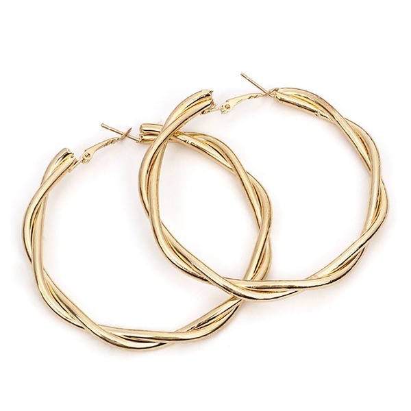 

punk alloy twist metal большие серьги обруча для женщин ювелирные изделия партии большие геометрические золотые серебряные обручи кольца сер, Golden;silver