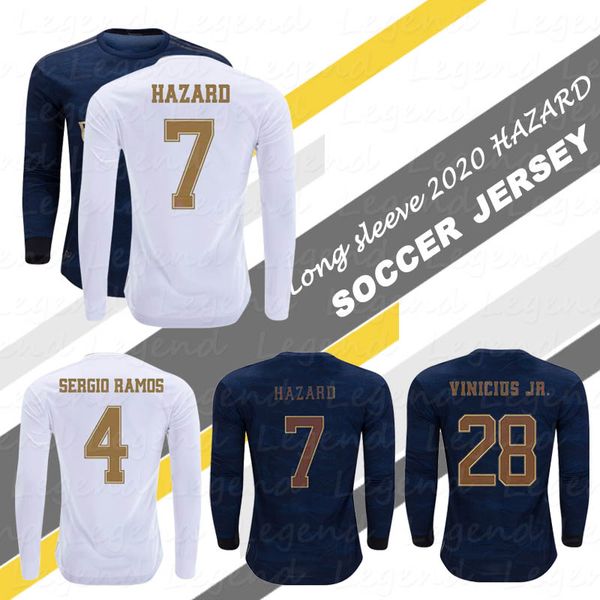 

hazard long sleeve jersey 19 20 thailand modric bale sergio ramos isco benzema full sleeve football shirts, Black;yellow