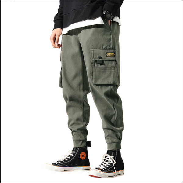 

autumn and winter casual plus velvet overalls men's strapped multi-pocket pants 1203, Blue