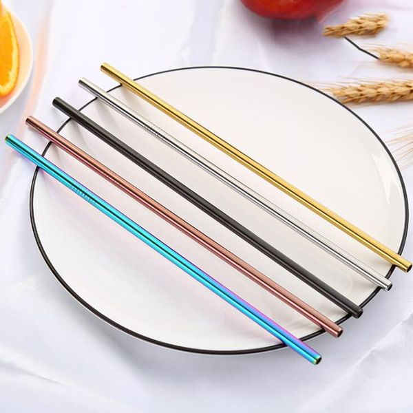 

stainless steel straws colorful metal straw straight bent reusable drinking straw juice straws home party bar accessories lxl951q