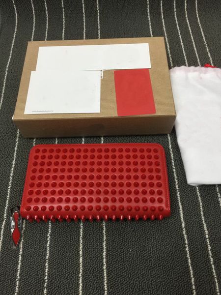 

men long style panelled spiked clutch women's patent leather mixed color rivets bag clutches lady long purses with spikes box+dustbag, Red;black