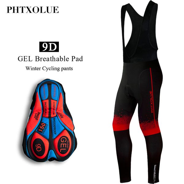 

phtxolue warm cycling bib pants trousers winter thermal mountain bike pants bicycle tights coolmax 9d gel pad cycling, Black