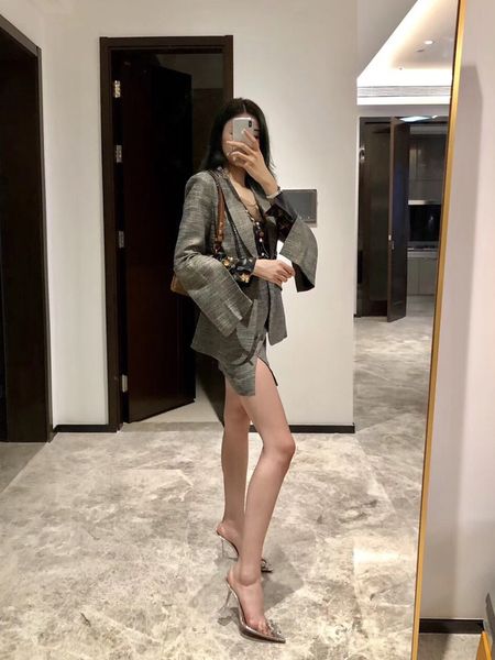 

женская мода костюмы luxury lady пиджаки марка женщин осень юбки костюмы женщин 3шт набор sexy тощий split костюмы размер s-l, White;black