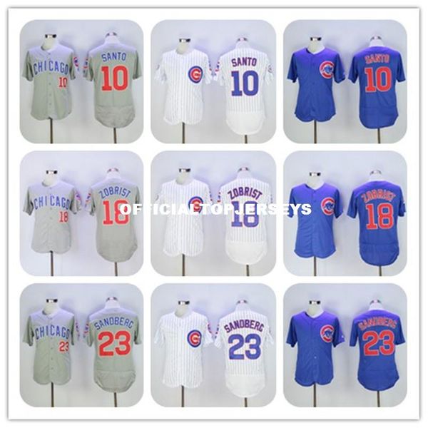 

2019 new fabric flexbase version #10 ron santo 18 ben zobrist color gray white blue retro jerseys 01, Black;blue