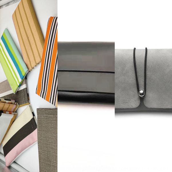 

2020 striped case case storage superfine fiber storage bag shrapnel bag automatic closing glasses pu box v brand glasses box