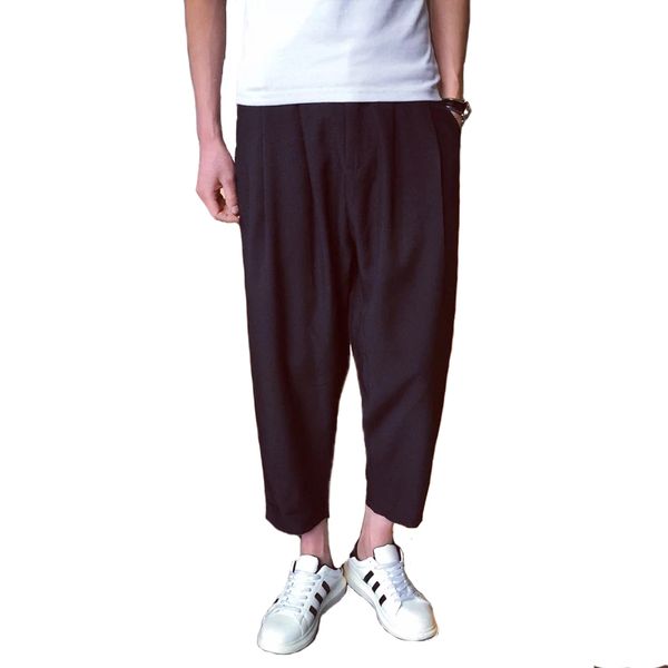 

plus size 4xl 5xl men pants hip hop harem pants summer cotton linen loose elastic waist black male trousers pant casual jogger