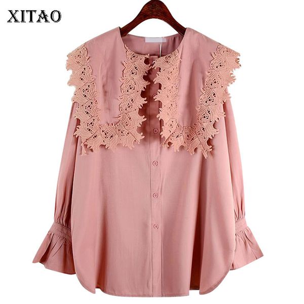 

xitao ruffle women fashion blouse fashion new 2020 spring full sleeve patchwork peter pan collar minority casual shirt xj3759, White