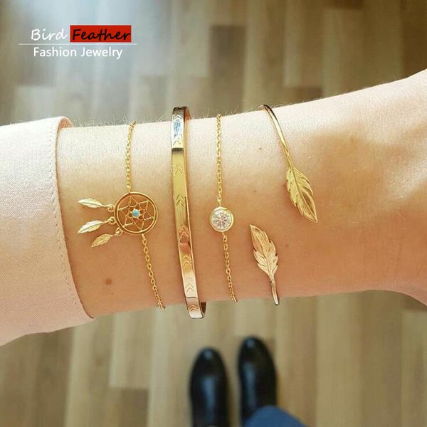 

gold color bohemian handmade weave crystal net leaf bracelet sets women 2019 new rope chain bracelets retro jewelry accessories, Black