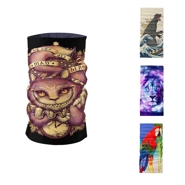 

creative design 3d print men women ring scarf sports riding mask headdress dustproof scarf microfiber seamless tubular headscarf, Blue;gray