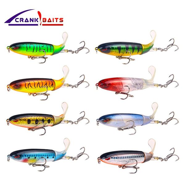

crank baits professional whopper popper 8.5cm 13.8g ater fishing lure artificial bait hard plopper soft rotating tail yb507