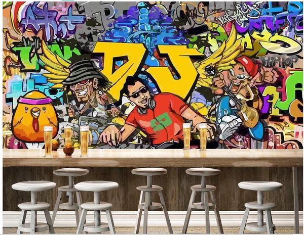 

3d wallpaper custom p mural cartoon alphabet graffiti bar ktv background living room home decor 3d wall murals wallpaper for walls 3 d