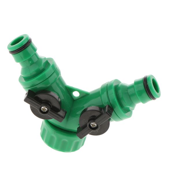 

garden 2-way y adapter for quick connector w/ switch on irrigation hose pipe