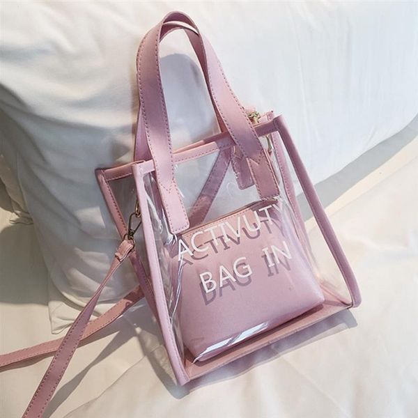 

womens clear shoulder bag fashion crossbody bag handle with inner purse #30