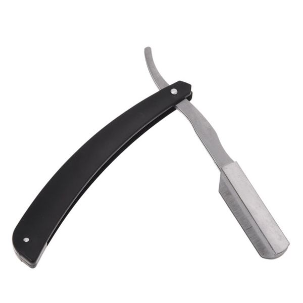 

black plastic steel traditional throat cut shaving straight blade razor