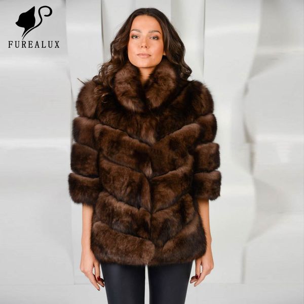 

winter full pelt new genuine leather jacket fashion women stand collar handmade clothing fur coat customized fc-072, Black