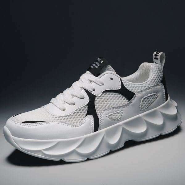 

bigfirse thick bottom comfortable sneakers trend men shoes breathable walking shoes fashion mens casual, Black