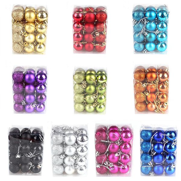 

24pcs/lot christmas tree ball baubles pendant xmas party hanging ornament christmas decoration gifts supplies 10 colors 30mm