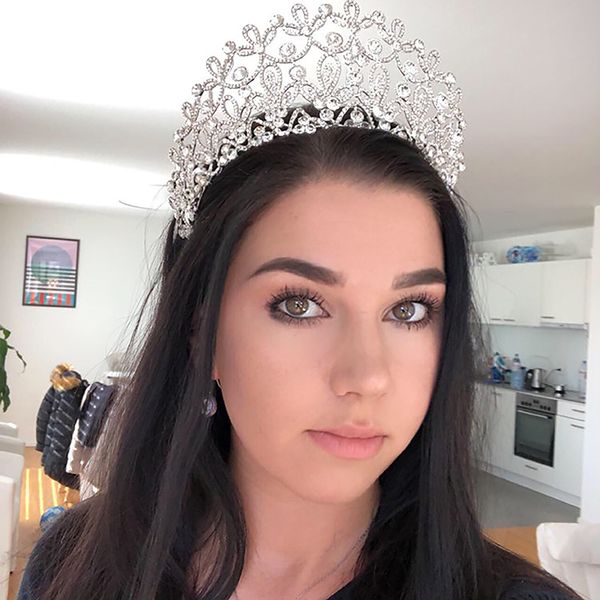 

new gold silver color big crystal tiaras ctrstal rhinestone pageant crowns baroque wedding hair accessories hg-036, Golden;white