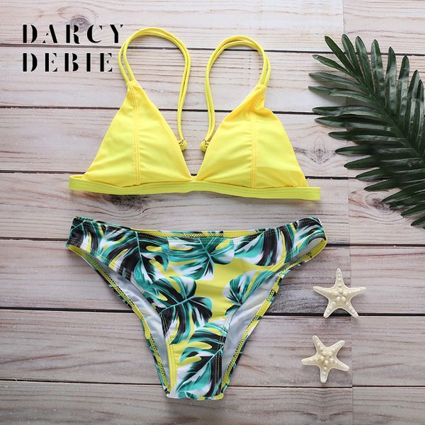 

darcydebie bikini 2019 women's swimming suit women's bikini set leaves for rope swimsuit push-up swimwear