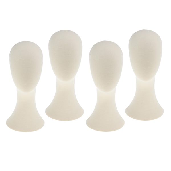 

4pcs 21inch canvas block wigs making mannequin head hat caps mask display model, White