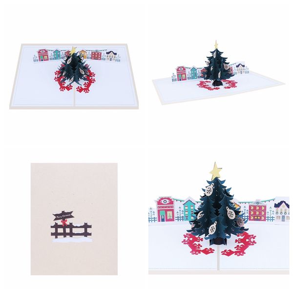 

3d popup christmas tree festival greeting card