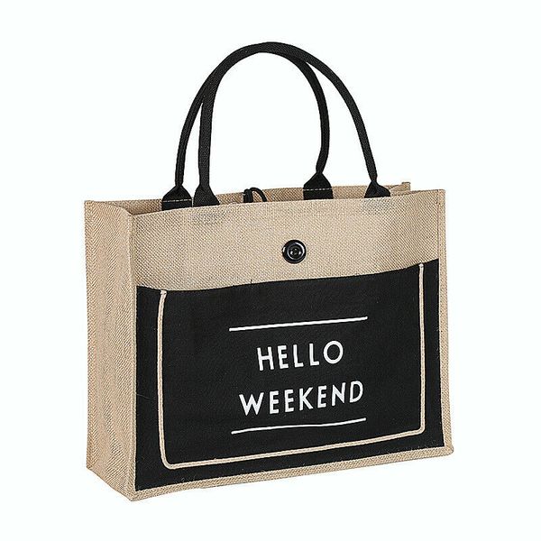 

new women fashion portable large capacity linen handbag ladies letter pattern tote shopping shoulder bag