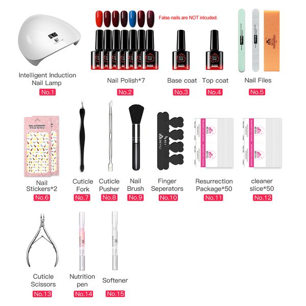 

new nail art tool set gel nail polish kit manicure tools brush lamp dryer polish base coat set manicure