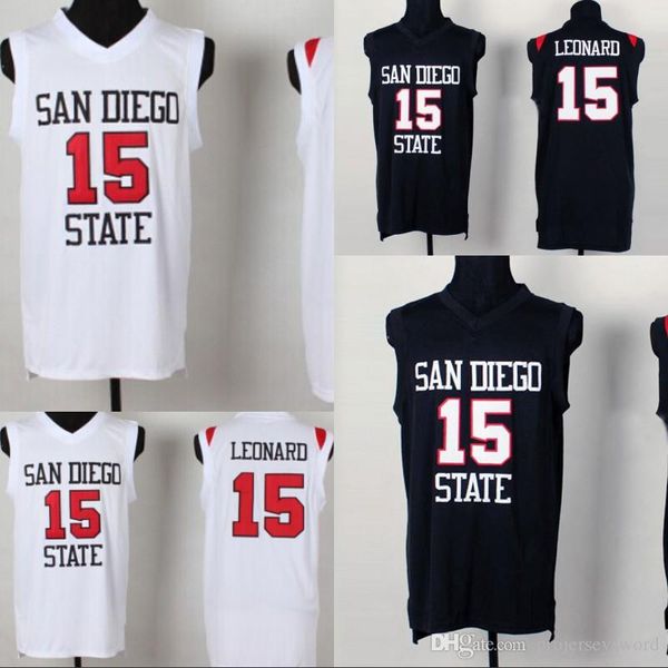 

Mens NCAA #15 Kawhi Leonard Jersey San Diego State Kawhi Leonard University Basketball Jerseys White Black Fast Shipping S-XXXL