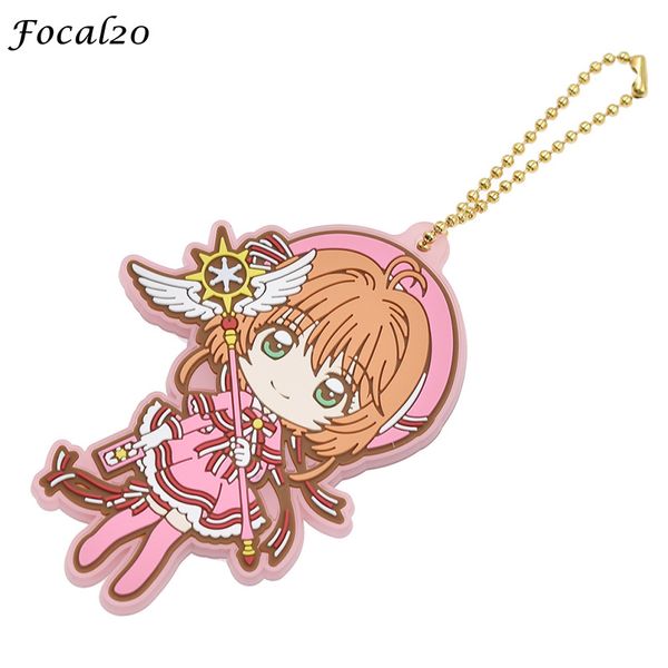 

focal20 trendy rubber cardcaptor sakura keychain cartoon design women men keyring lovely gifts accessories, Silver