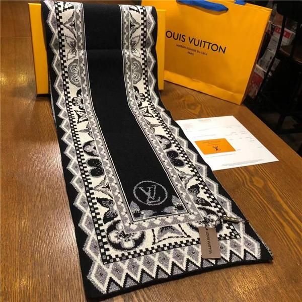 

19fw luxurious brands design monogram bohemian wool scarf women men fashion shawl tippet cashmere lady scarves 190*33cm, Blue;black