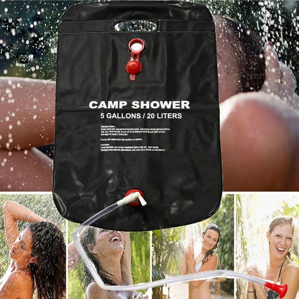 

20l outdoor shower bag foldable solar energy heated pvc water bag camping travel hiking climbing picnic water storage