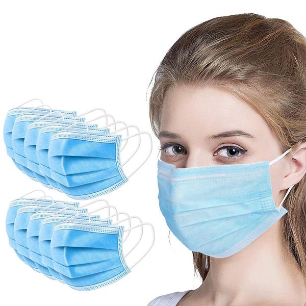 

disposable face mask 3 layer ear-loop dust mouth masks cover 3-ply non-woven disposable dust mask soft breathable outdoor part t10