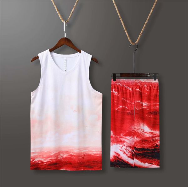 

new style basketball uniform sets sports jersey for men 80, Black;red