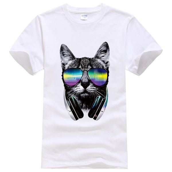 

new t-shirt for men 2019 summer short sleeve cotton men's t-shirts brand crazy dog dj rock men tshirts, White;black