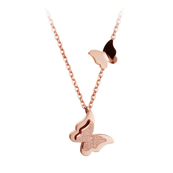 

butterfly pendant necklace stainless steel 14k gold plated titanium steel clavicle chain necklace jewelry women girl's gift, Silver