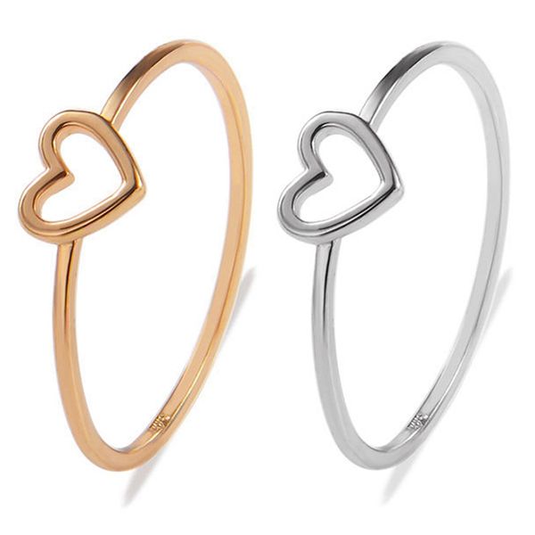 

new style women ring hollow heart rings for couple wedding jewelry, Silver