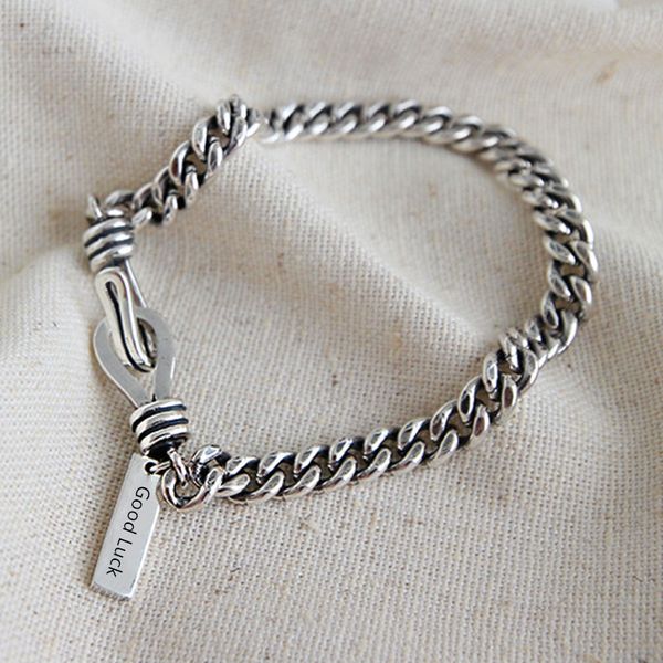 

bracelets for women and men simple chain hook korean japan style bracelet silver color ladies birthday gift fashion jewelry, Black