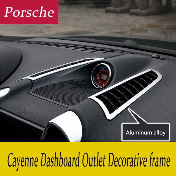 

car styling sticker chrome air conditioning vent frame cover trim interior sequins air outlet panel decorative strip 3d for porsche cayenne