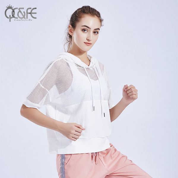

breathable exercise shirt mesh yoga sport shirts women fitness t shirt short sleeve hooded transparent workout gym, Black;red