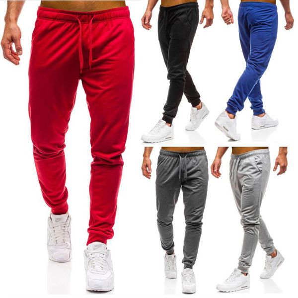 

men long casual sport pants gym slim fit trousers running joggers gym sweatpants fgf, Black