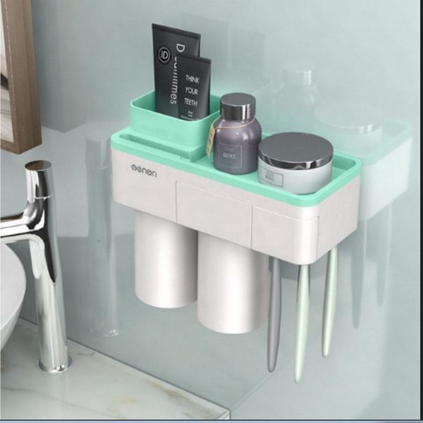 

magnetic adsorption cup inverted toothbrush holder set for makeup cleanser phone toothpaste storage toothbrush&toothpaste holder