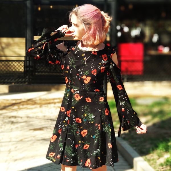 

ruffles homecoming dresses ever pretty as05899 new fashion casual a-line long sleeve short dress floral print party dress 2019, White;black