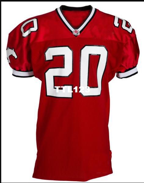 

rare men red calgary stampeders #20 doug flutie real full embroidery college jersey size s-4xl or custom any name or number jersey, Black;red