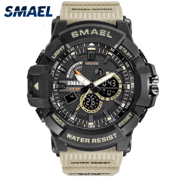 

new smael christmas multifunctional male electronic watch dual-display digital dwaterproof clock water light clock 1809, Slivery;brown