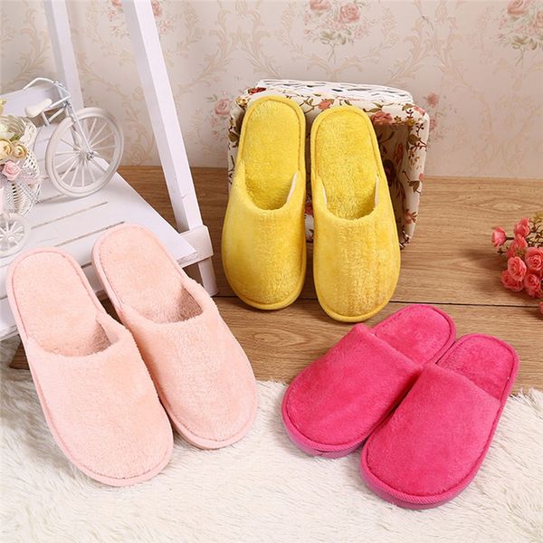 

women warm slippers home plush soft slippers indoors anti-slip winter floor bedroom shoes house slipper with fur pantuflas a40, Black