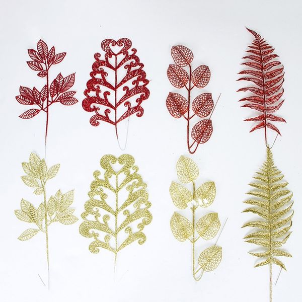 

2pcs christmas tree ers artificial glitter sheet leaves tree fake flower decoration simple design new year decoration