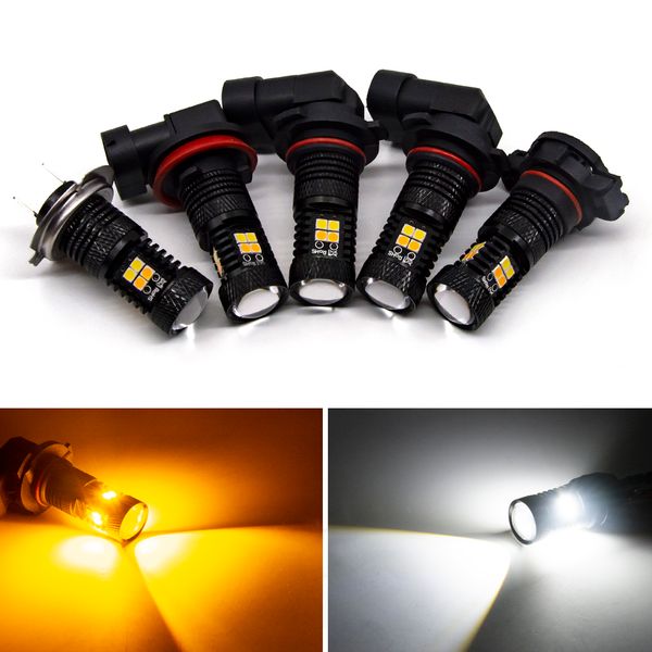 

10pcs h8 h11 led bulb hb4 led hb3 9006 9005 fog lights 1000lm 6000k 12v drl daytime running light dual color amber white yellow