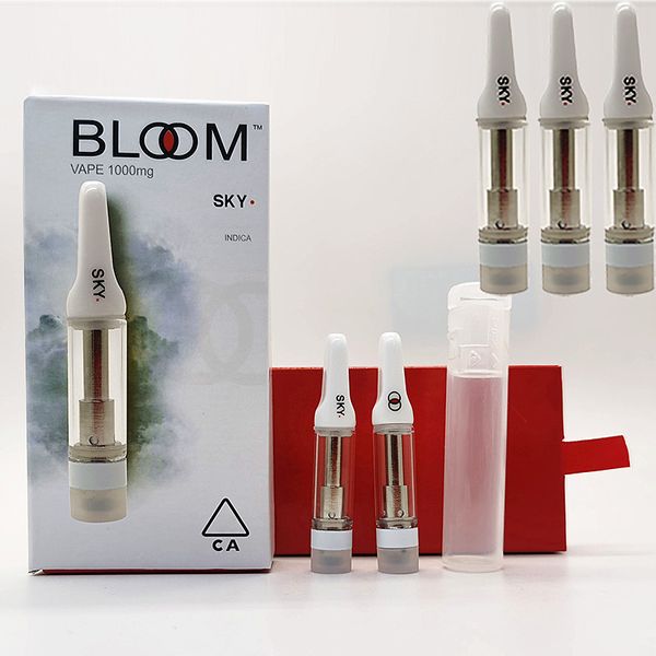 

BLOOM 0.8ML Vape Cartridges Empty Ceramic Coil Vape Carts Thick Oil Atomizers Ecig Vaporizers White Screw On Mouthpiece 510 Thread 10 Styles