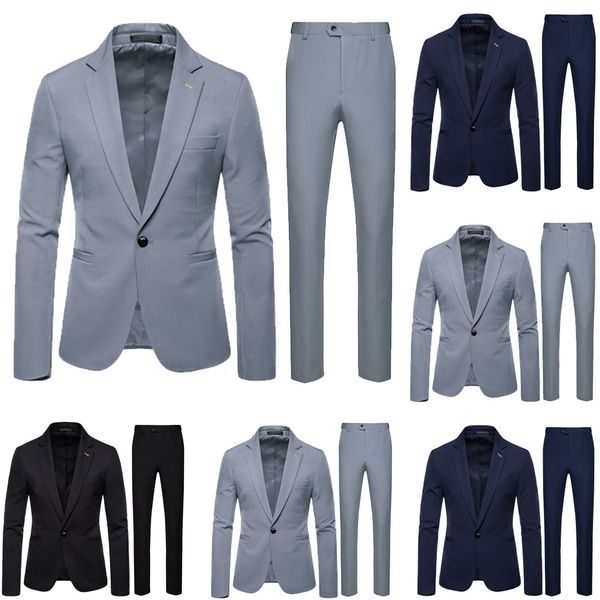 

terno masculino men's suit slim 2-piece suit blazer business wedding party coat & pants costume homme men formal d1, White;black