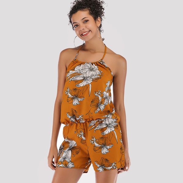 

women's jumpsuits & rompers summer female 2021 women strapless printed chiffon sleeveless &rompers overalls womens body suit, Black;white